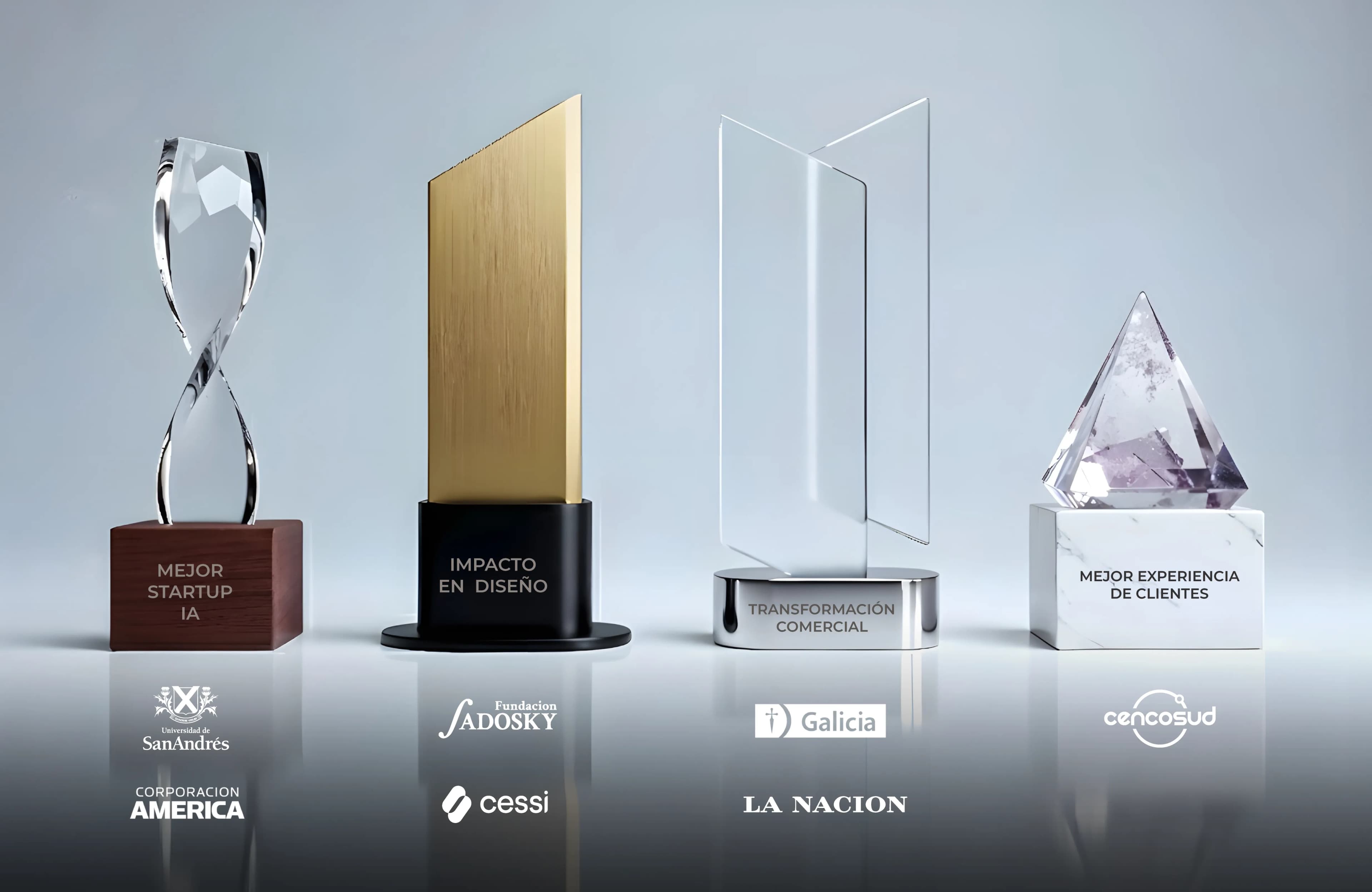 Premios y reconocimientos de Delfi por generación de contenido con IA, otorgados por Universidad de San Andrés, Corporación América, Fundación Sadosky, CESSI, La Nación, Banco Galicia y Cencosud